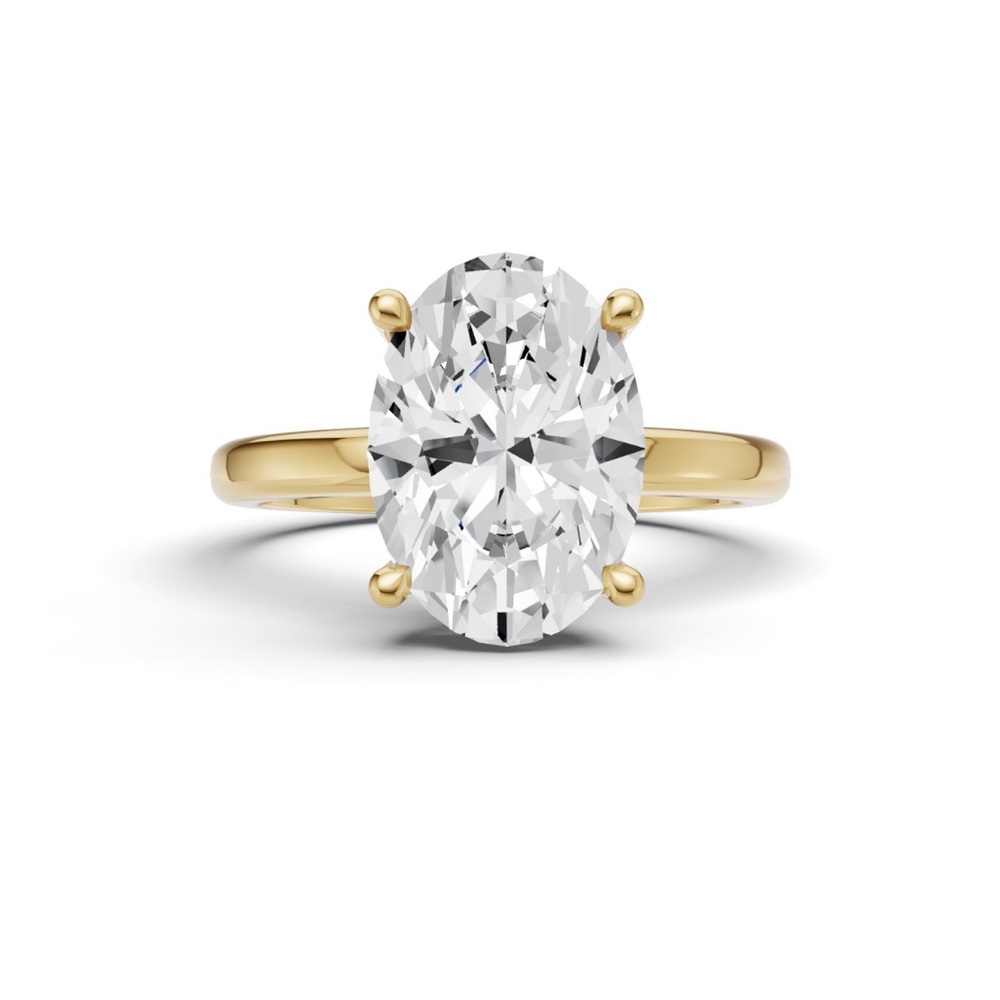 Gold Oval-Cut Lab Diamond Ring with hidden halo 14k Band